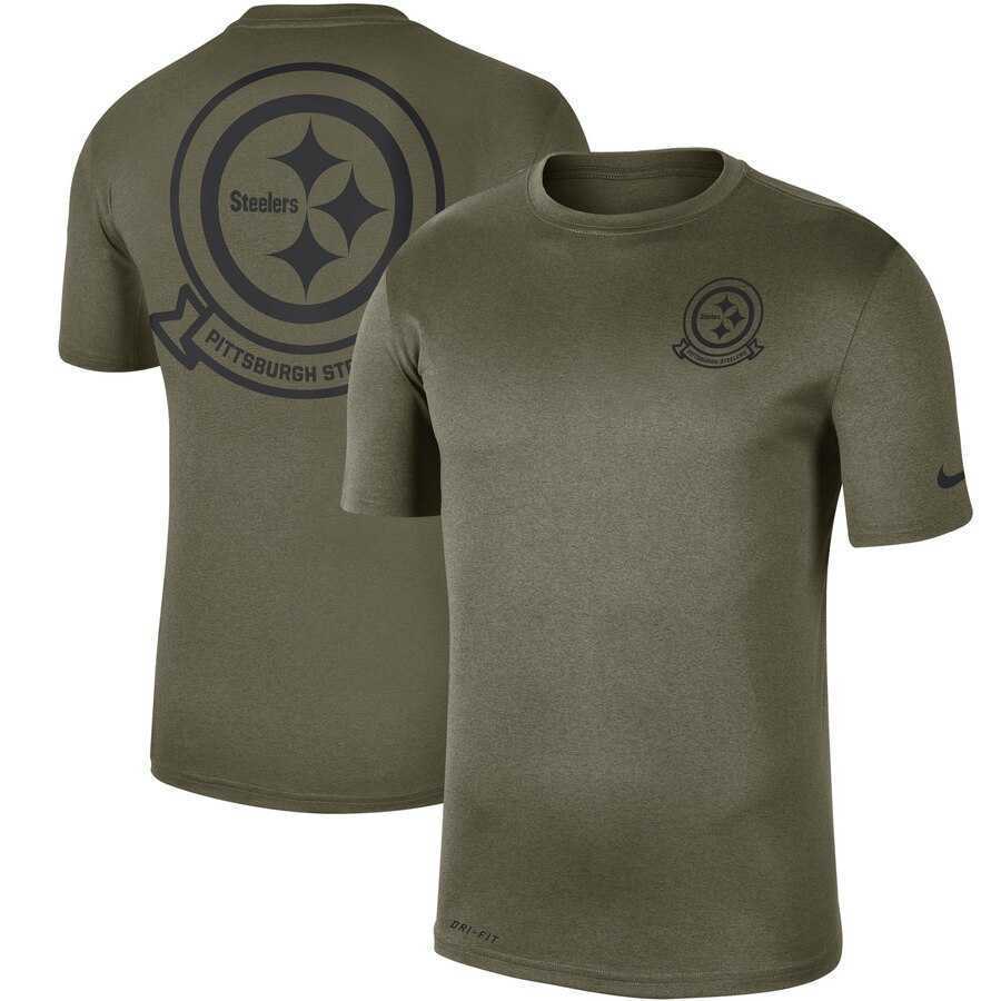 Men's Pittsburgh Steelers Nike Olive 2019 Salute to Service Sideline Seal Legend Performance T Shirt